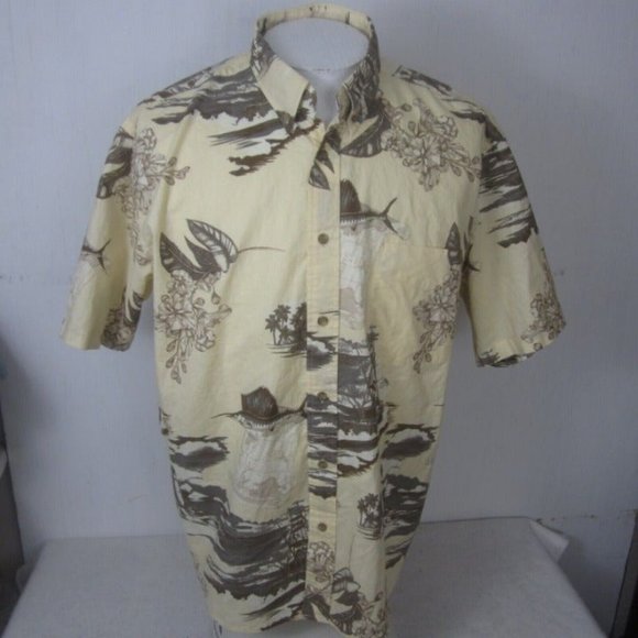 Royal Palm Men Hawaiian camp shirt pit to pit 27 XL aloha luau tropical fishing - Picture 3 of 9